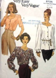 8725 VOG CLASSIC SS-LS SWEETHEART BLOUSES EZ PATTERN 6-12